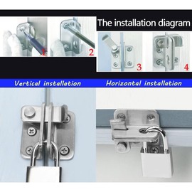 Sayayo Sliding Bolt Lock Latch Heavy Duty Stainless Steel Slide Bolt Latch, Safety Door Lock with Padlock Hole for Bathroom Bedroom Cabinet Garden, 2 PCS, Brushed, CMS3001-2P