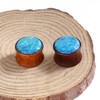 Beydodo Wooden Ear Tunnel 8-25 mm Brown with Opal Earrings