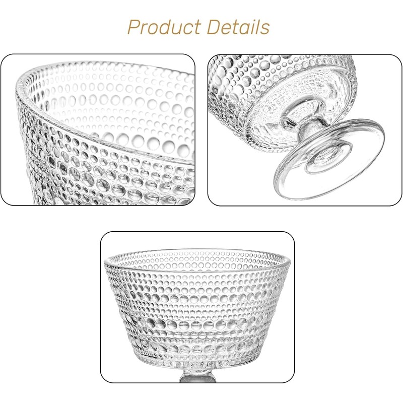 ZOOFOX 6 Pack Glass Ice Cream Bowl Set, 9 oz