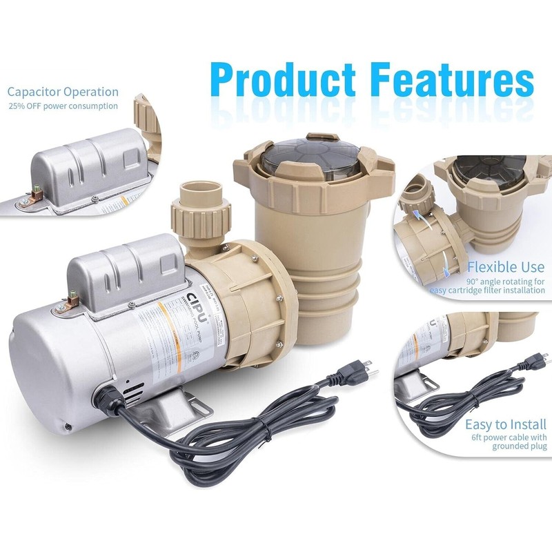 Cipu 1HP Above Ground Pool Pump High Flow 4600GPH Swimming
