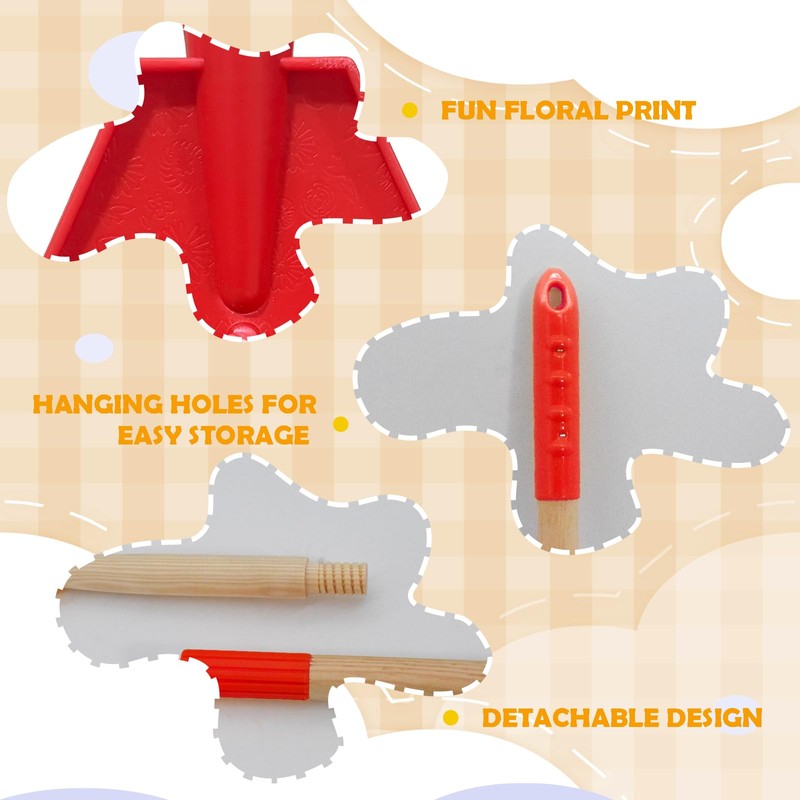 Xifando Kids Leaf Rake - 3-Section Adjustable Handle, Lightweight, Wood