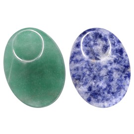 Nupuyai Sodalite & Green Aventurine Oval Thumb Worry Stone Set, 2pcs Energy Crystal Healing Pocket Palm Stone for Anxiety Stress Relief Reiki Therapy, 40x30mm