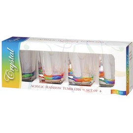 Merritt International Acrylic Drinkware Gift Sets Rainbow Crystal Tumbler, 14-Ounce
