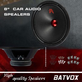 Gaooger MX80P1 Midrange Loudspeaker 8" Red Dust Cap, 480W Max, 4 Ohms, Premium Quality Audio Door Speakers for Car or Truck Stereo Sound System, Black (2 Speaker)
