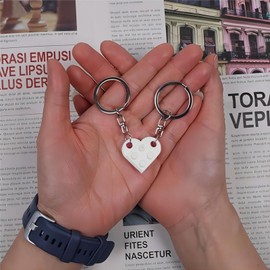 LXCCXM Brick Heart Keychain for Couples Best Friend BFF Matching Heart Keychain Set, Sweet Gifts for Girlfriend Boyfriend… (Cement Ash)