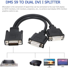 ZHIYUEN® DMS-59 to DVI Splitter 59 Pins to 2 * DVI 24+5 Cable Connector for Dual Monitor Setups or as a DVI Adapter Y one sub-Two Transfer cable-10 Inch