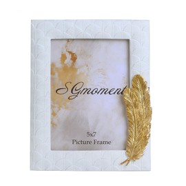 S GMOMENT 5x7 Picture Frames with Unique Gold Feather Morden Picture Frame Ornate Picture Frames Gallery Wall Art Home Decor Aesthetic,Tabletop and Wall Mounting
