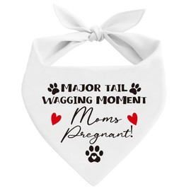 Dog Bandana, Moms Pregnant, Dog Pregnancy Bandana, Pet Kerchief for Small Medium Dogs, White Pet Kerchief, Gift for Dogs Lover, Pets Scarf Triangle, Baby Announcement Pregnancy Announcement