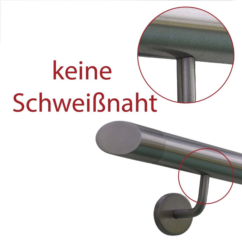 Stainless Steel Handrail, 42.4 mm Diameter, With Angled Bracket &