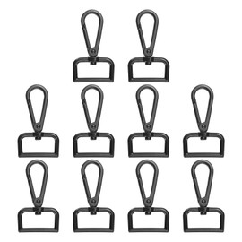 sourcing map 10pcs Metal D Ring Lobster Claw Clasps 1.02" (26mm) Zinc Alloy 360 Degree Swivel Trigger Push Gate Snap Hooks for Keychains Jewelry Strap DIY Crafts, Black