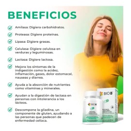 Bio B | Enzimas Digezyme® Prebióticos | 90 Cápsulas Veganas