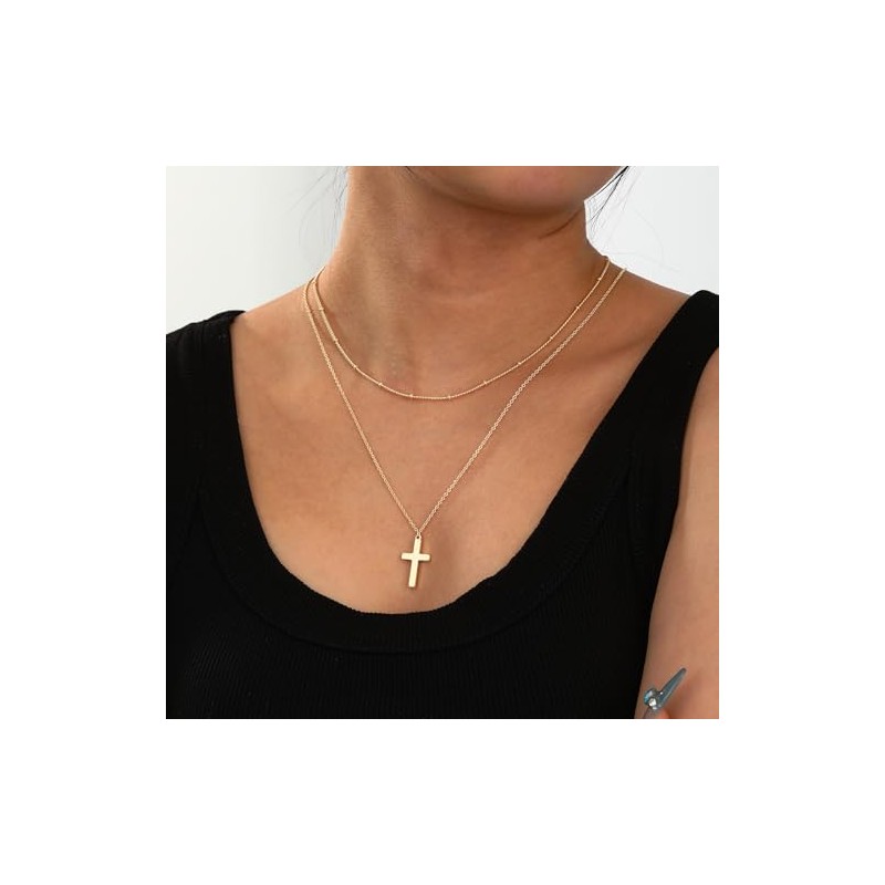 Layered Cross Bible Verse Necklace - Inspirational Jewelry Gift