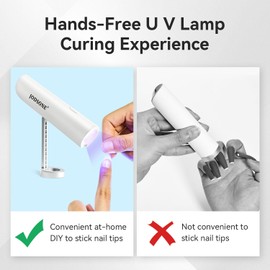 JODSONE Handheld U V Lamp with Stand Portable Compact Nail Lamp USB Rechargeable Nail Dryer for Home DIY Nail Salon, White