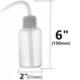 APUXON Wash Bottle 2pcs 150ml 5Oz Narrow Mouth Squeeze No Spill Bend Mouth Watering Cans for Medical Lab - Plastic Safety