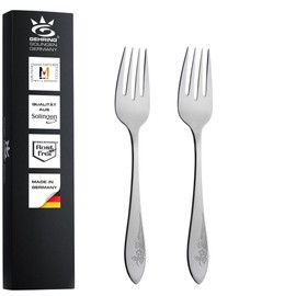 Gehring Solingen Flower Serving Fork for Fish and Meat, Set of 2, Stainless Steel Cutlery, Serving Fork, Fish Fork, Dishwasher Safe, Made in Germany
