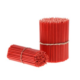 Danilovo Pure Beeswax Candles - No-Drip, Smoke-Less, Tall, Thin Taper Candles – Decorative Candles for Church Prayer, Decor or Birthday Candles – Honey Scented – 6.5 in, Ø 0.22 in (Red, 200pcs)