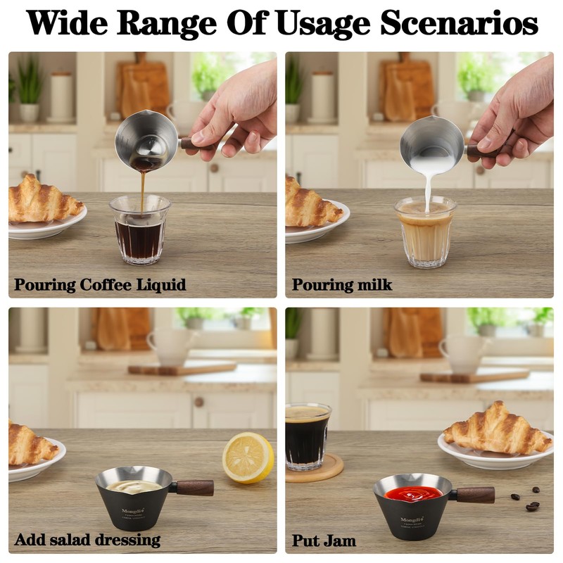 Mongdio Espresso Measuring Cup, Stainless Steel Espresso Shot Cups with