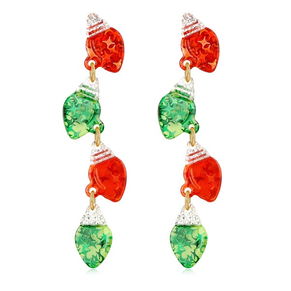 Acrylic Christmas Earrings for Women String Lights Drop Dangle Earrings