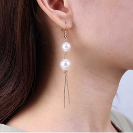 Atentuyi Boho Pearl Drop Earrings Gold Chain Earrings Long Dangle Earrings Vintage Pearl Tassel Earrings Pearl Hook Earrings Jewelry for Women and Girls