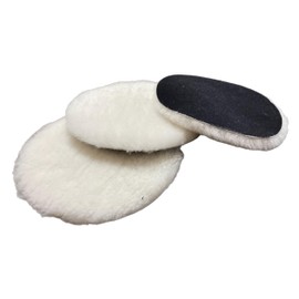 Lambswool Polishing Pads Sheepskin Buffing Pads, Lambs Wool Cutting Pads with Hook and Loop Backing - Wool Buffs (4 Pack, 5 Inch)