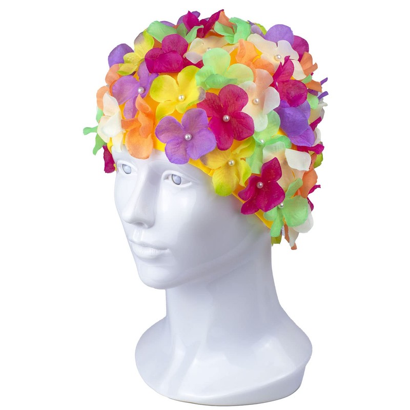 Medifier Flower Petal Flower Print Swimming Cap Multicolor Elastic Non
