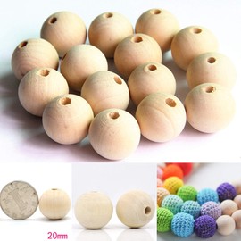 Round Wood Beads 20 mm Unfinished Spacer Beads Natural Craft Loose Beads for DIY Art Supplies Bracelet Hand-Made 100 Pack