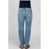 PinkBlush Blue Straight Leg Frayed Hem Maternity Jeans