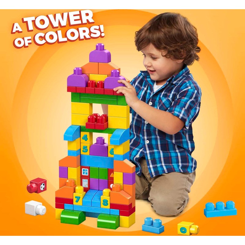 MEGA BLOKS 150 Toddlers Blocks Learning Toy Building Set, Let's