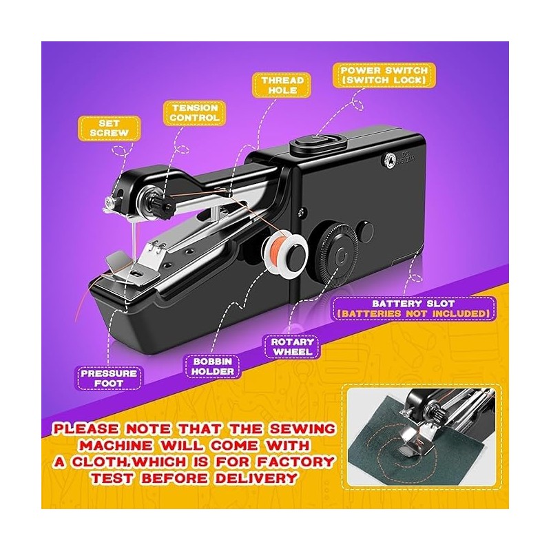 Handheld Sewing Machine, Easy to Use Portable Electric Sewing Machine