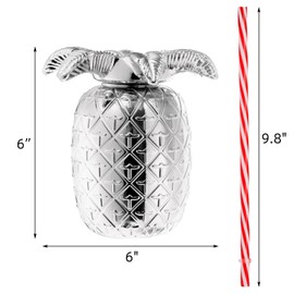 Goaste 8 Pack Pineapple Cups for Hawaiian Luau Party, Plastic Pineapple Drink Cups with Lids and Straws, 25oz Hawaiian Cup Supply for Summer Party, Tropical Fruit Themed Beach