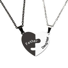 Father Daughter Necklace Set for 2 Heart Puzzle Necklaces Gift for Dad Daughter Birthday Christmas Gifts for Dads Daddy Gifts from Daughter Dad Necklace Matching Gift Ideas