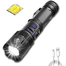 BESTSUN XHP70 LED Flashlight, High Lumens Rechargeable XHP70 Handheld Flashlights,Super Bright Tactical Light with 5 Modes Zoomable Waterproof Torch Lamp for Hiking Camping Fishing Hunting