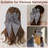 2Pcs Checkered Hair Bows for Women Teens Oversized Long Tail