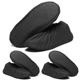 3 Pairs of Shoe Covers, Non-Slip, Washable, Reusable Shoe Covers, Breathable Dust Protection Shoe Covers (Black, EU 36-42)