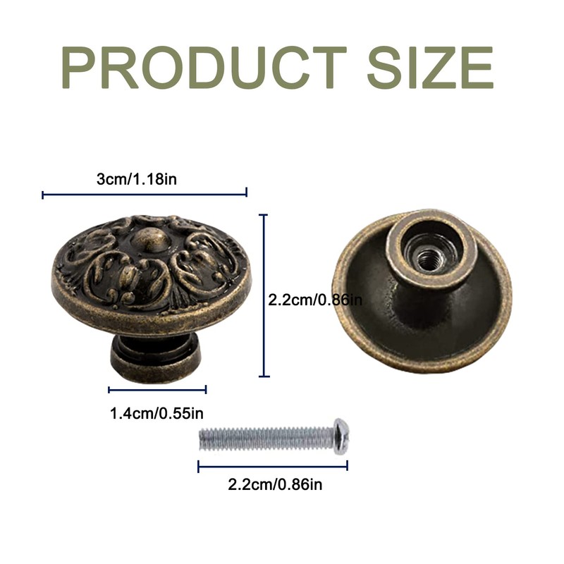 Vintage Knobs Retro Chic Round Knobs,10Pcs Retro Round Drawer Pull