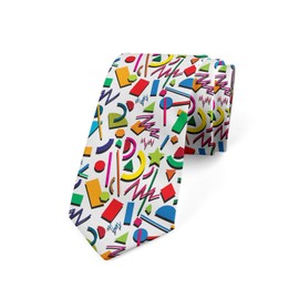 Lunarable Men's Tie, Shapes of 80's and 90's, Necktie, 3.7", Multicolor