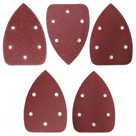 Pack of 50 Sandpaper Triangle Sanders, Mixed Grit 5-Hole Sanding Pads Sandpaper (40 80 120 180 240 Each Grit 10 Pieces) Sanding Sheets for Triangle Sanders 140 x 100 mm
