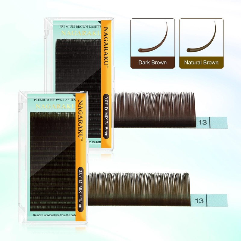 NAGARAKU Dark Brown Eyelash Extension Thickness 0.15 mm C Curvature