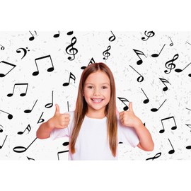 Music Note Backdrop Black Musical Note Doodle Pattern on White Background Photography Backdrop Music Notation Theme Party Background Decorations Music Notes Banner Home Decor Props 7x5ft