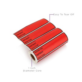 Carstens Patient I.D. Adhesive Medical Chart Labels for 1.5” – 4” Ring Binder Spines – Pre-Printed Sticker Labels (Room No. / Patient/Doctor), 5 3/8” x 1 3/8”, Red, Roll of 200