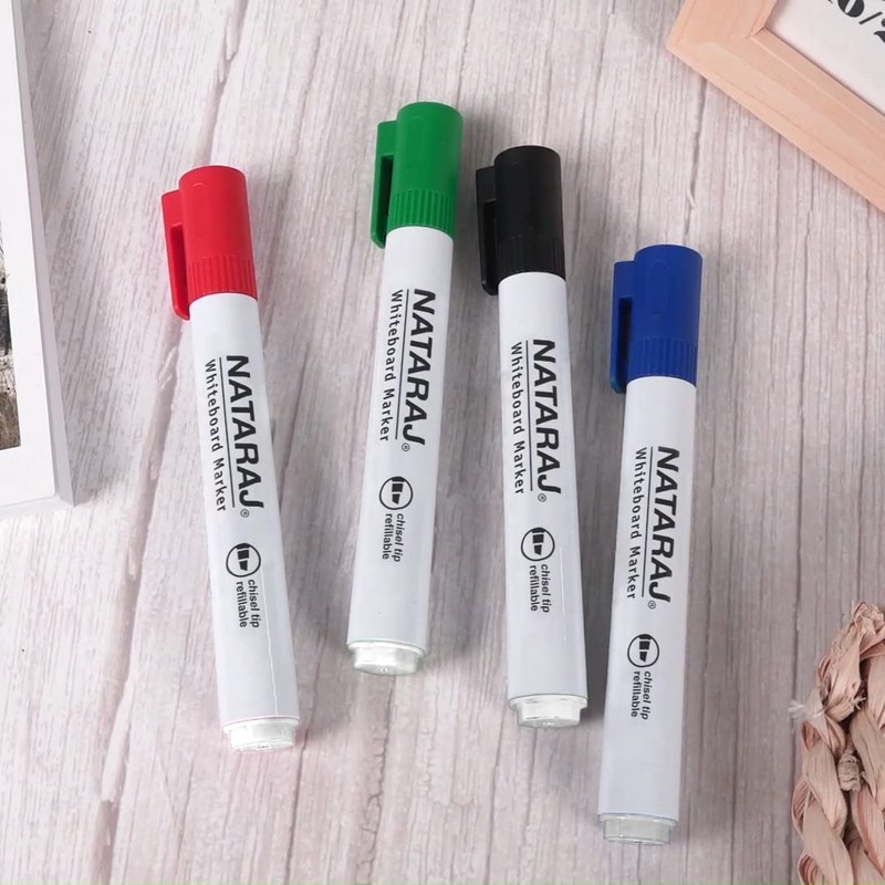 Nataraj 12 x Whiteboard Marker Pens 2.5mm Chisel Tip Blue,
