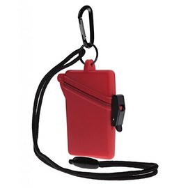 WITZ Strandsafe - Waterproof Bath Safe | Beach Box | Swimming Safe + Carabiner Hook + Nylon Cord, red, Casual