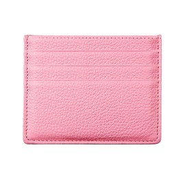 Hibate Genuine Leather Slim Credit Card Holder Sleeve Case Wallet for Women Ladies Girl Kids - Pink