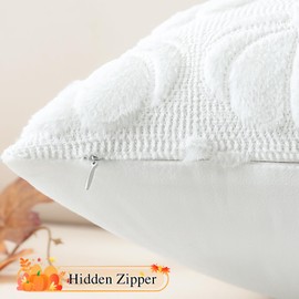 JOTOM White Pumpkin Fall Cushion Covers 40x40cm Soft Plush Faux Fur Autumn Thanksgiving Decorative Throw Pillow Covers Pillow Case for Home Bedroom Couch Sofa Decor (White)