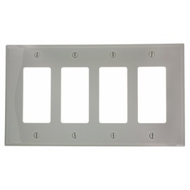 Leviton PJ264-GY 4-Gang Decora/GFCI Wallplate, Midway Size, Gray
