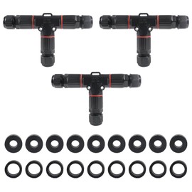 MELIFE 3PCS IP68 Waterproof Electrical Cable Connector, Outdoor 2 Pin T Shape Junction Box, Electrical Wire Connector for 5-9mm/9-12mm Wire Range