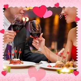 200pcs Pink Heart Shaped Skewers Wooden Cocktail Stick 12cmappetizer Fruit Finger Food Picks for Wedding, Birthday Party, Christmas, Valentine's Day Decorations 100 Sticks Bag X 2