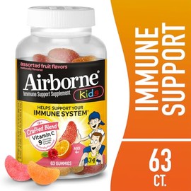 Airborne 500mg Vitamin C + Zinc Immune Support Supplement Gummies for Kids, Assorted Fruit Flavor, Gluten Free Crafted Blend with Powerful Antioxidant