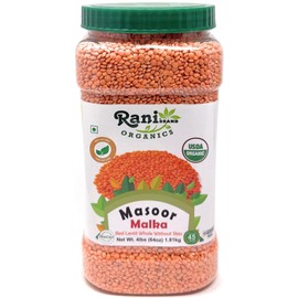Rani Organic Masoor Gota (Football) Indian Red Lentils Skinless 64oz (4lbs) 1.81kg Bulk ~ All Natural | Gluten Friendly | NON-GMO | Kosher | Vegan | Indian Origin