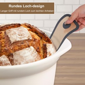 ZgoEC Silikon Backmatte für Dutch Oven: 2er Set Wiederverwendbare Teigmatte mit Langer Griffe, Antihaft & Rutschfefst & Spülmaschinenfest, Backmatte Brot für Küche Backofen (Oval und Rund)